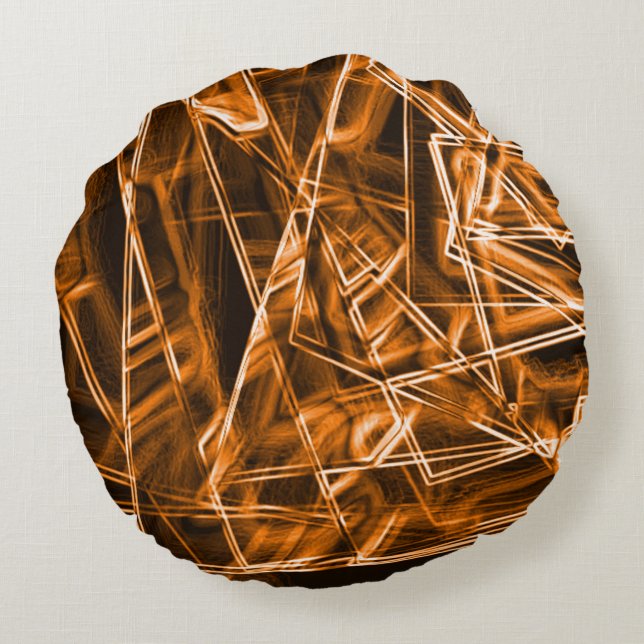 Almofada Redonda Cantos quadrados e pontos laranja "neon" (Verso)