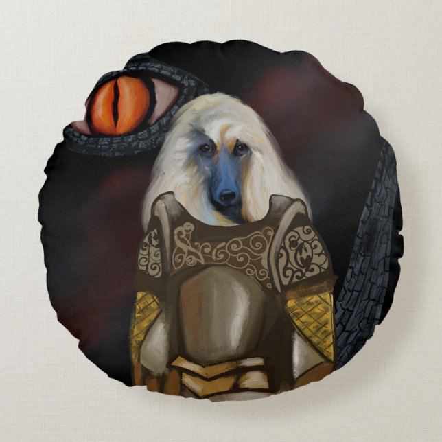 Almofada Redonda Cão Afegão  (Frente)