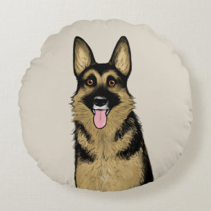 Almofada Redonda Cão german shepherd Arte Animal Original