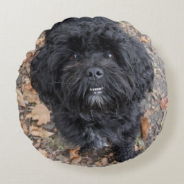 Almofada Redonda Cão preto bonito