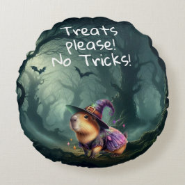 Almofada Redonda Capybara do Halloween, Cute e Witchy