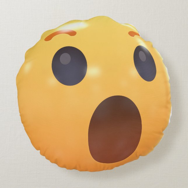 Almofada Redonda Cara de Emoji Rindo Engraçada (Verso)