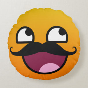 Almofada Redonda Cara impressionante com smiley do bigode