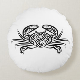 Almofada Redonda Caranguejo Tribal Negro e Branco