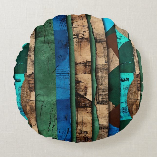 Almofada Redonda Caribe africano de luxo sofisticado (Frente)