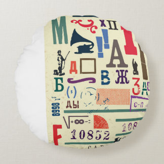 Almofada Redonda Carimbo Vintage: Decoração do Documento