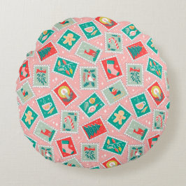 Almofada Redonda Carimbos de Prefácio de Natal Retroativos