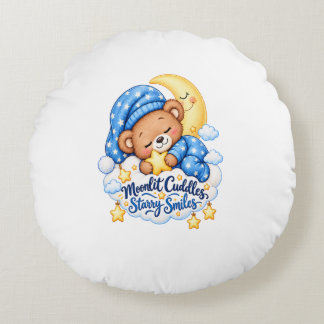 Almofada Redonda Carinhos ao Luar Sorrisos Estrelados Teddy Adormec