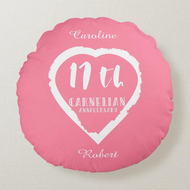 Almofada Redonda Carnélio tradicional do 17.º aniversário de casame (Frente)