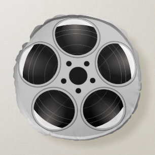 ALMOFADA REDONDA CARRETEL DE FILME PRETO E BRANCO