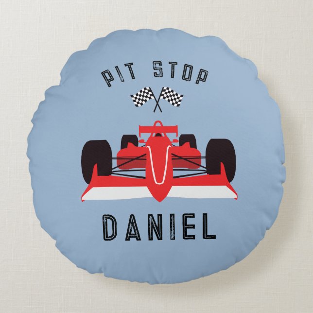 Almofada Redonda Carro De Corrida De Crianças (Frente)