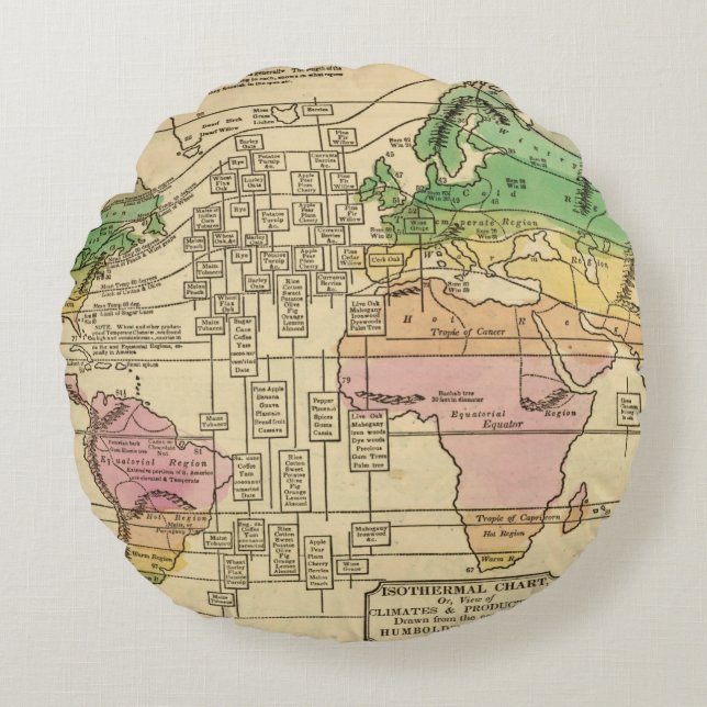 Almofada Redonda Carta Isothermal, produções (Frente)