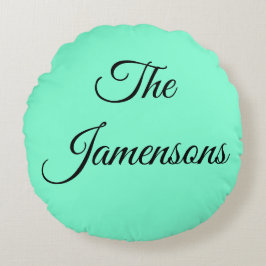 Almofada Redonda Cartas de Grace Black em Mint Green