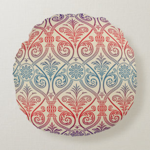 Almofada Redonda Carteira Vintage Damask - vermelho violeta azul