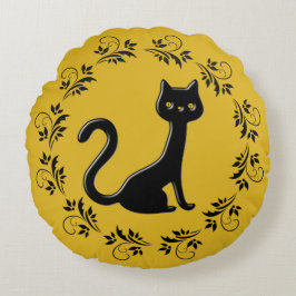 Almofada Redonda Cartografia de Gatinhos Negros 7