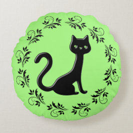 Almofada Redonda Cartografia de Kittens Pretos 3