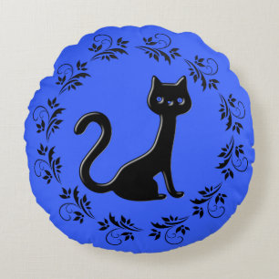 Almofada Redonda Cartoon Black Kittens 10