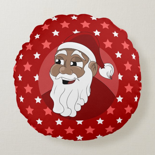 Almofada Redonda Cartoon Black Santa Claus (Frente)