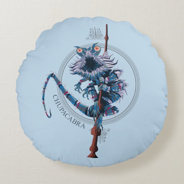 Almofada Redonda Cartoon Chupacabra & Elder Wand (Frente)