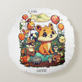 Almofada Redonda Cartoon de animais bonitos design sou fofo