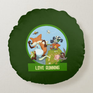 Almofada Redonda Cartoon de Raça de Animais da Floresta Engraçada