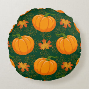 Almofada Redonda Cartoon laranja Pumpkin e Autumn mapeando
