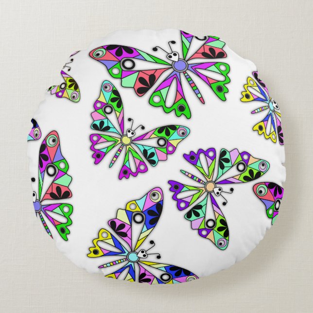 Almofada Redonda Cartoon sem costura engraçadinho abstrato no trase (Frente)