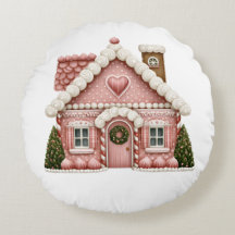 Casa de Biscoito de Gengibre Rosa