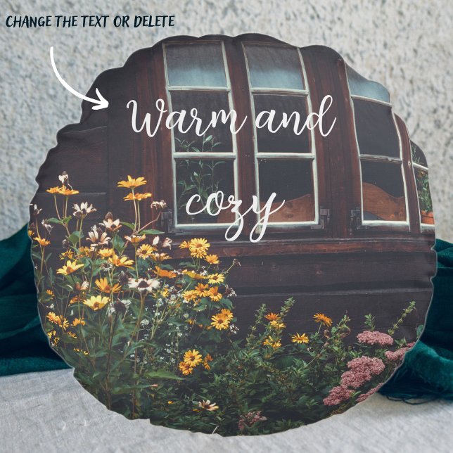 Almofada Redonda Casa de campo com jardim rústico (Criador carregado)