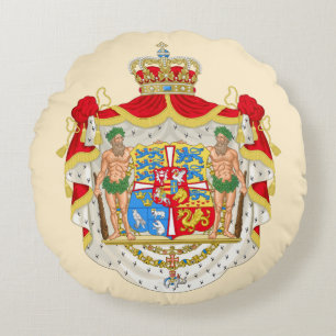 Almofada Redonda Casaco de armas da Dinamarca