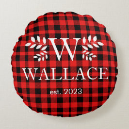 Almofada Redonda Casal de Natal - Monograma recentemente foto