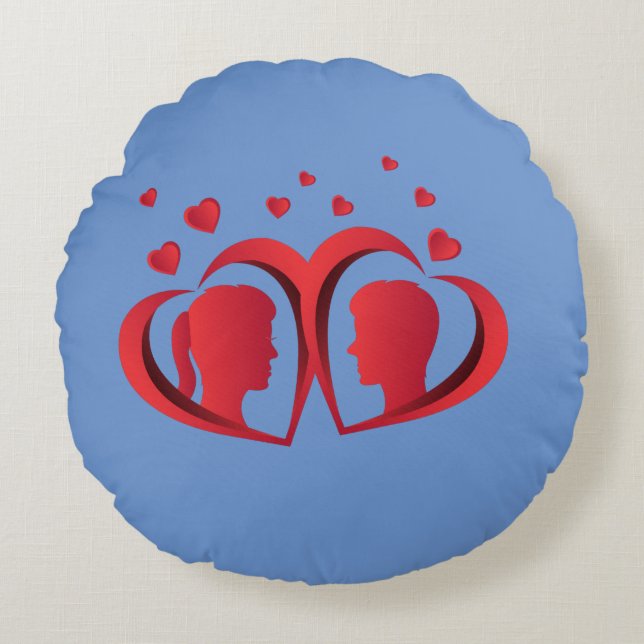 Almofada Redonda Casal Red Love Travesseiro Romanic Home Decor Ênfa (Frente)