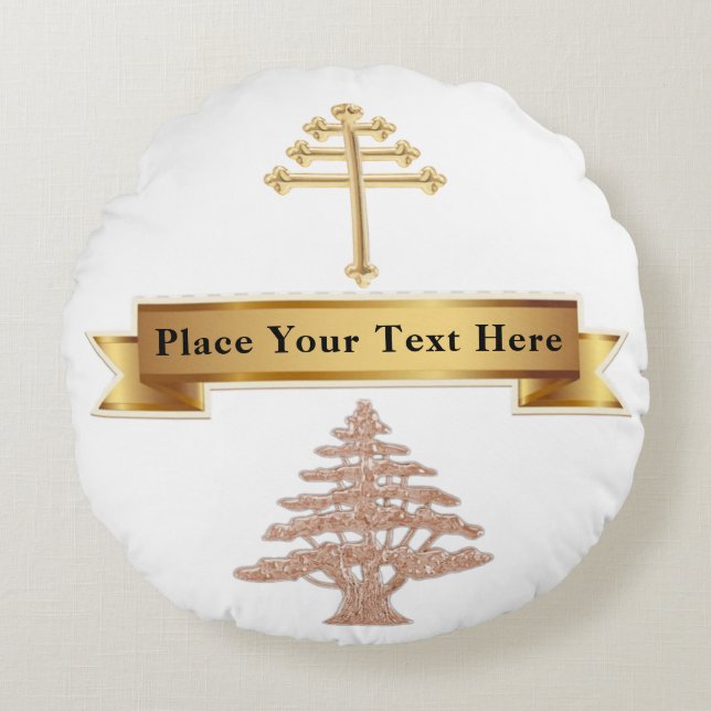 Almofada Redonda Casamento da Igreja Maronita Personalizado Ring-Be (Frente)