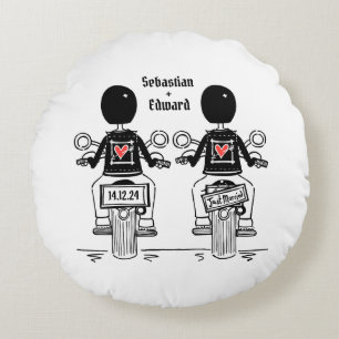 Almofada Redonda Casamento de motocicleta em dois grupos