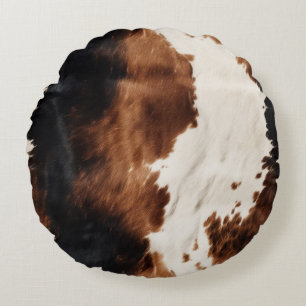 Almofada Redonda Castanho Preto-Sudoeste Cowhide