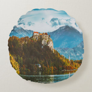 Almofada Redonda Castelo Bled: Esloveno Cliff Overlook.