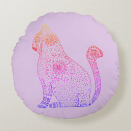 Almofada Redonda Cat Mandala Art Round Cushion