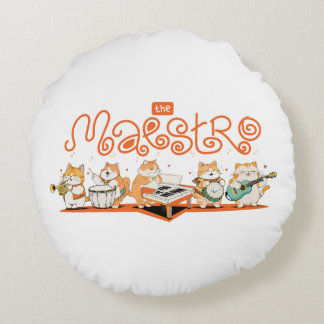 Almofada Redonda Cat Toca Violão