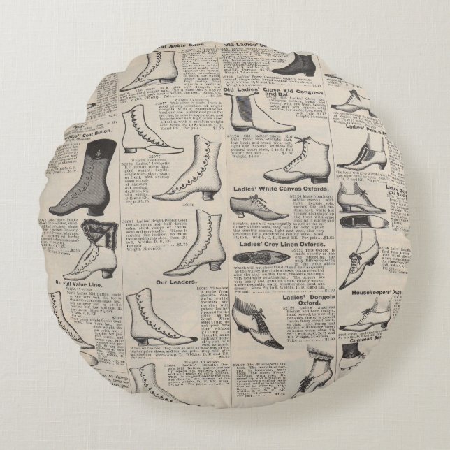 Almofada Redonda Catálogo de Sapatos Femininos Antigos - Moda dos A (Frente)