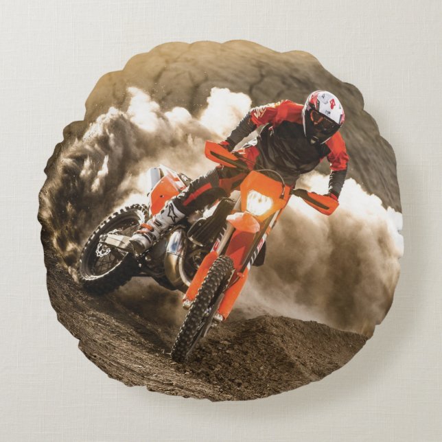 Almofada Redonda Cavaleiro Motocross (Frente)