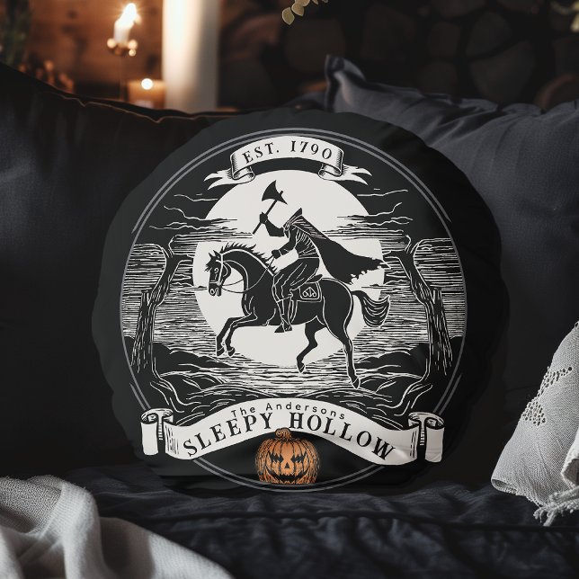 Almofada Redonda Cavaleiro Sem Cabeça Sleepy Hollow Halloween (Criador carregado)