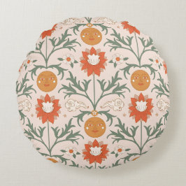 Almofada Redonda Celestial Floral Sunburst Seamless Pattern Design