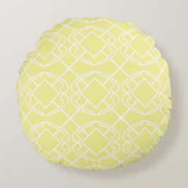 Almofada Redonda Cello Manteiga Suave Amarelo Design Treliça
