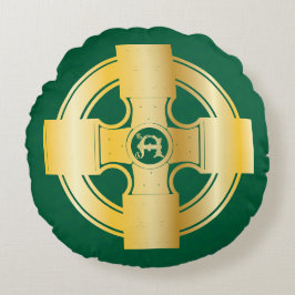 Almofada Redonda Celtic Cross Celtic Knot - Letra A Monograma