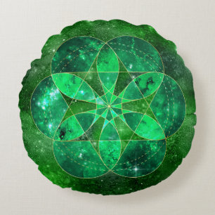 Almofada Redonda Céltica Watercolor Mandala Galáxia Sagrada Geome