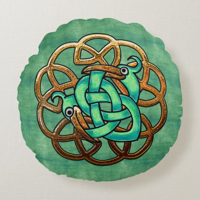 Almofada Redonda Célula e Penas (Frente)