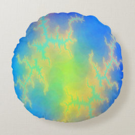 Almofada Redonda Céu Azul e Ouros de Relâmpagos Amarelos