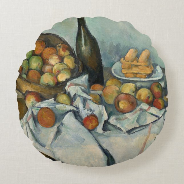 Almofada Redonda Cezanne Basket Apple Impressionismo Arte (Frente)
