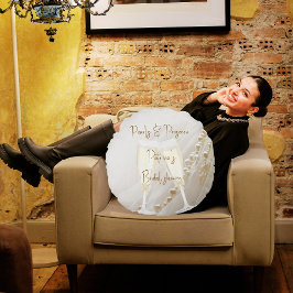 Almofada Redonda Chá de Noiva Moderno e Elegante Pérolas e Prosecco