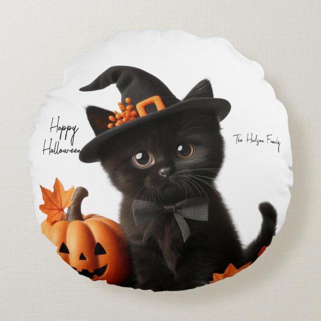 Almofada Redonda Chalot halloween Citrouille Family (Frente)